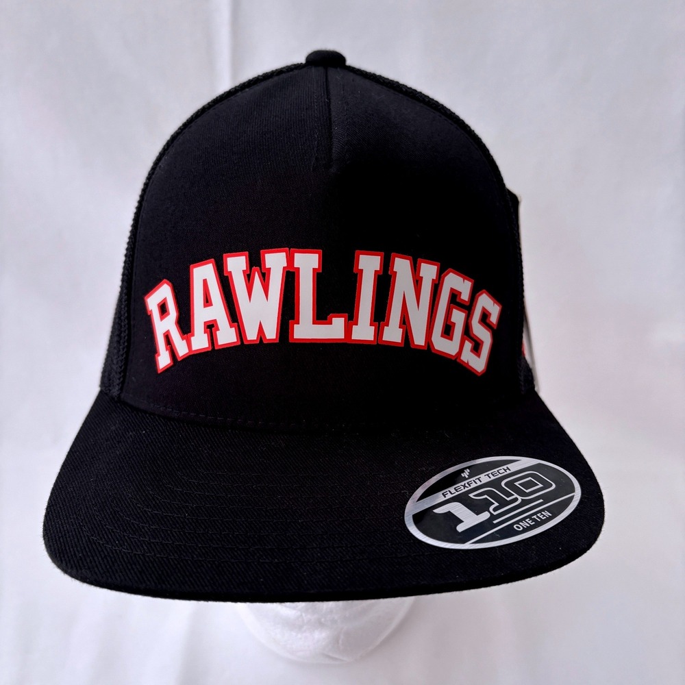 Rawlings‎ Black Trucker Snapback Flexfit 110 Flat Bill Mens Baseball Hat Ca